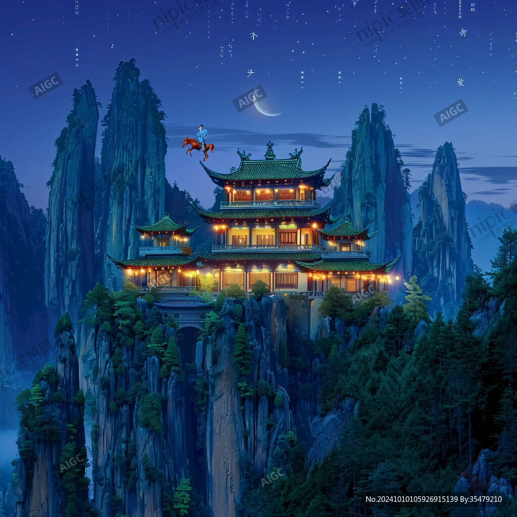魁星楼中国风山水意境