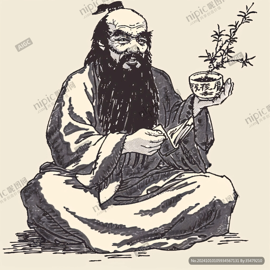 喝茶人线描