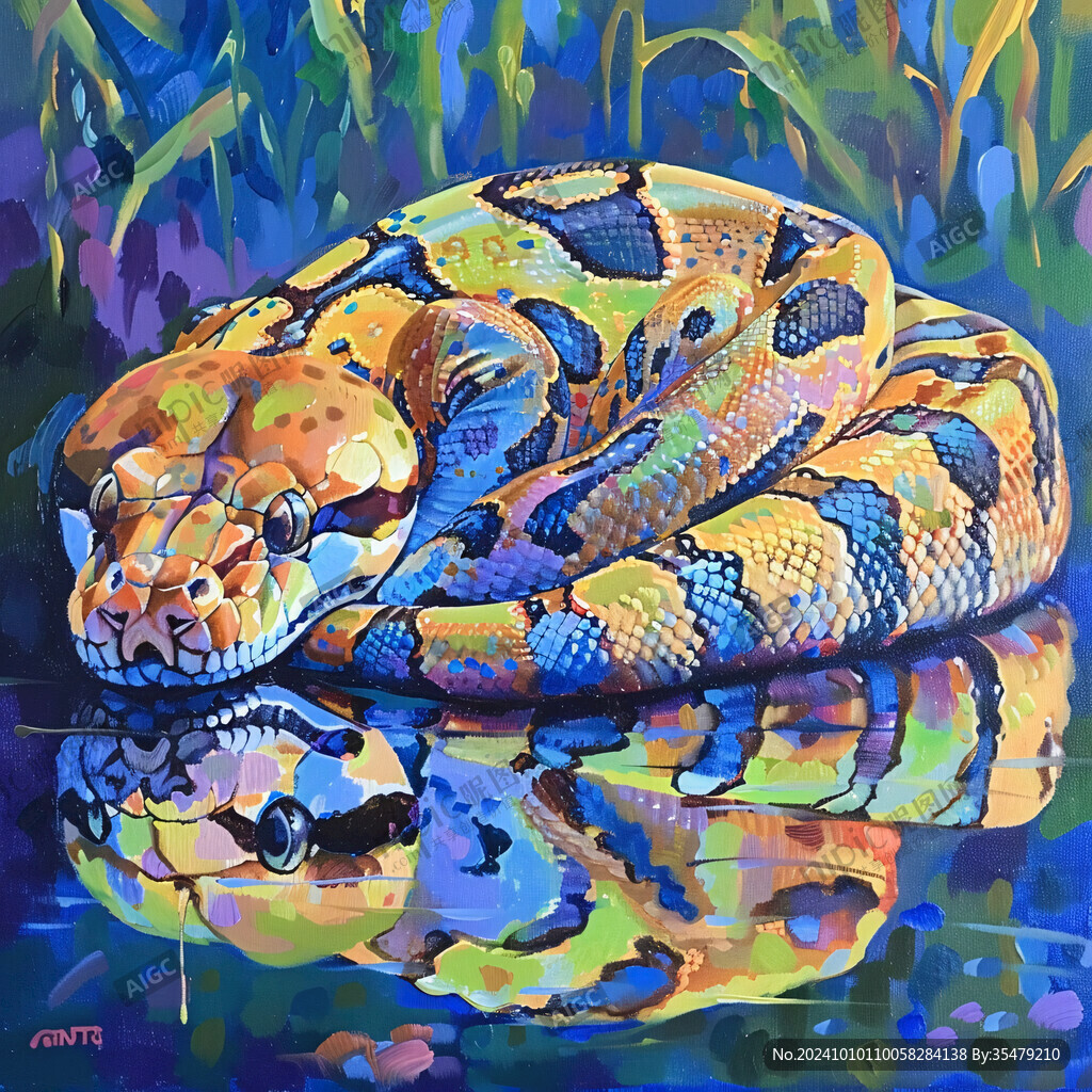 爬行动物油画