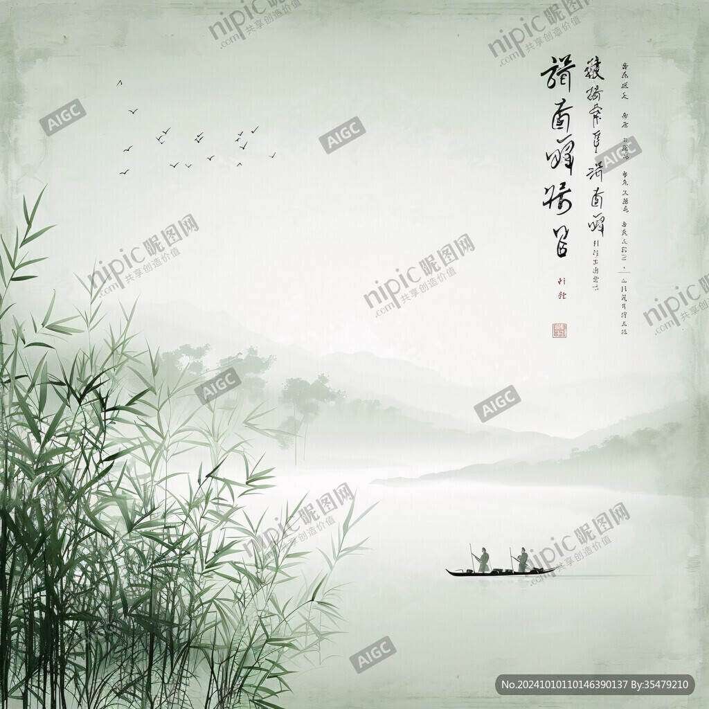 青竹风景画