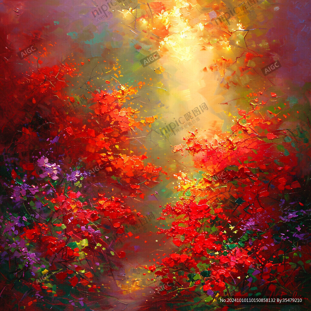 梦幻油画枫叶图案