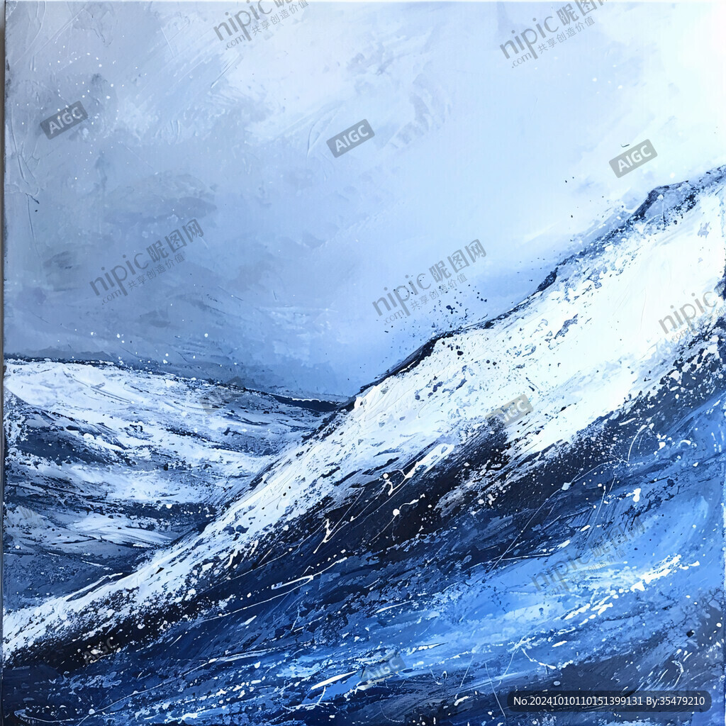 大海蓝色调油画