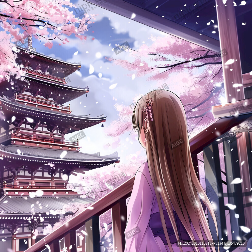 赏樱楼插画