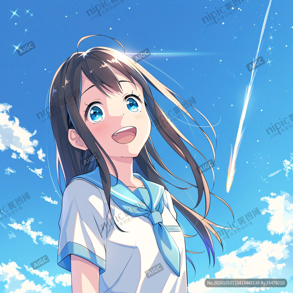 卡通女高中生插画