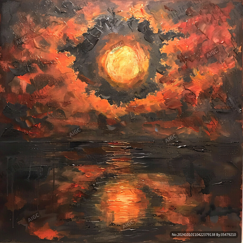 落日水粉画