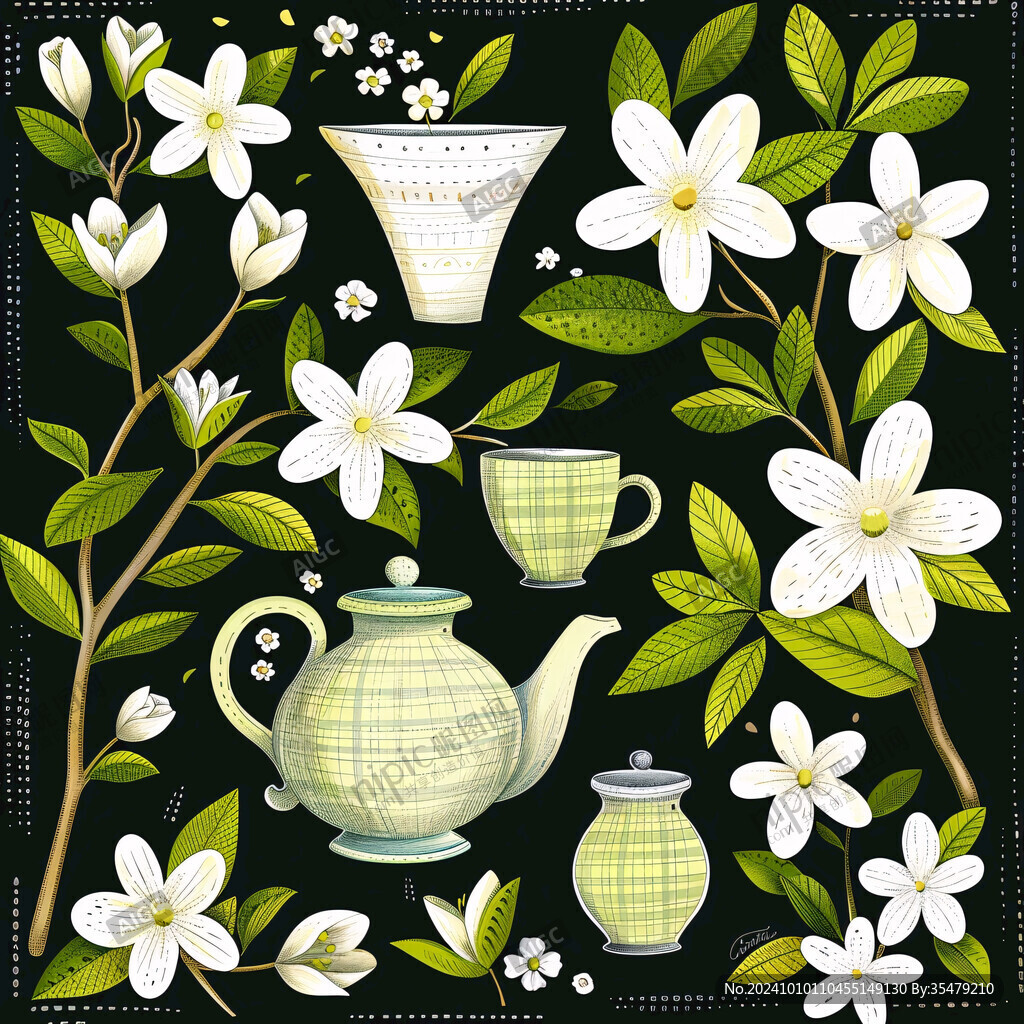 茉莉茶插画