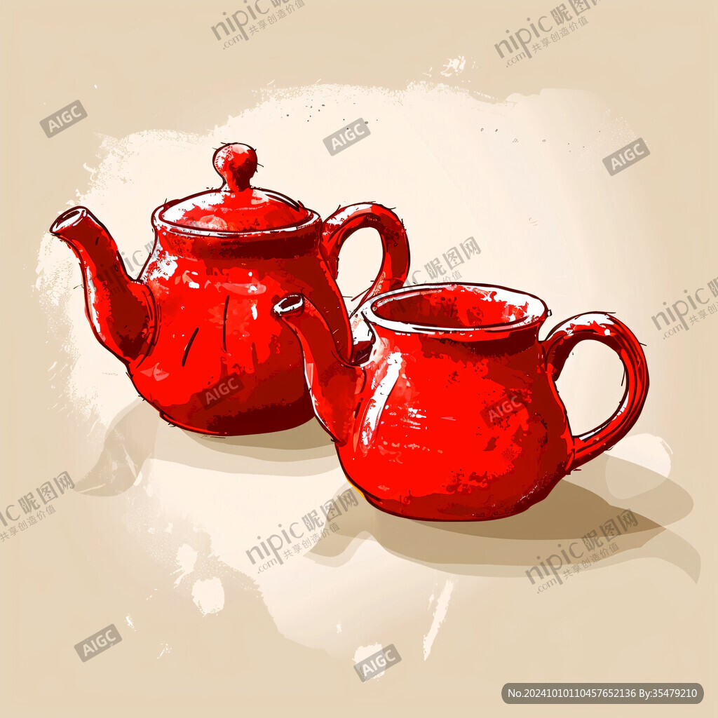 紫铜茶壶插画