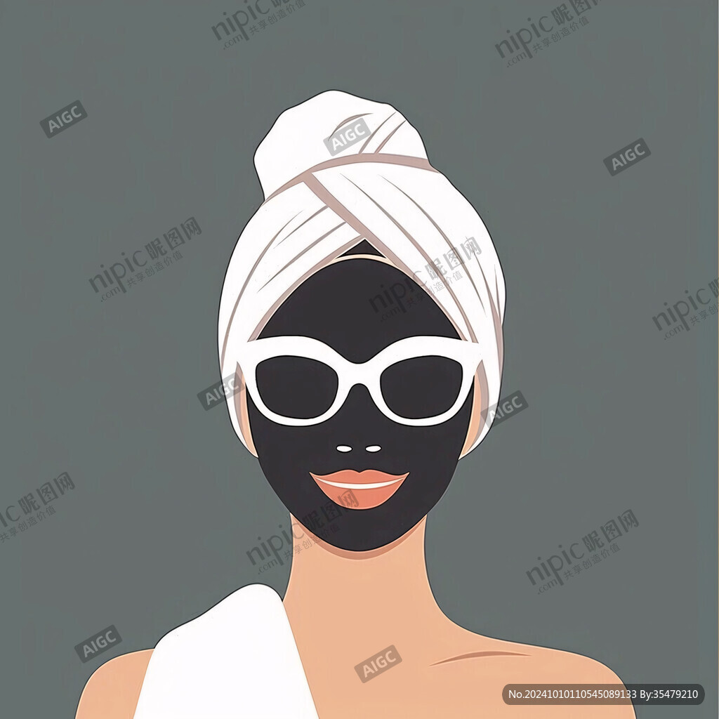 面膜插画美女
