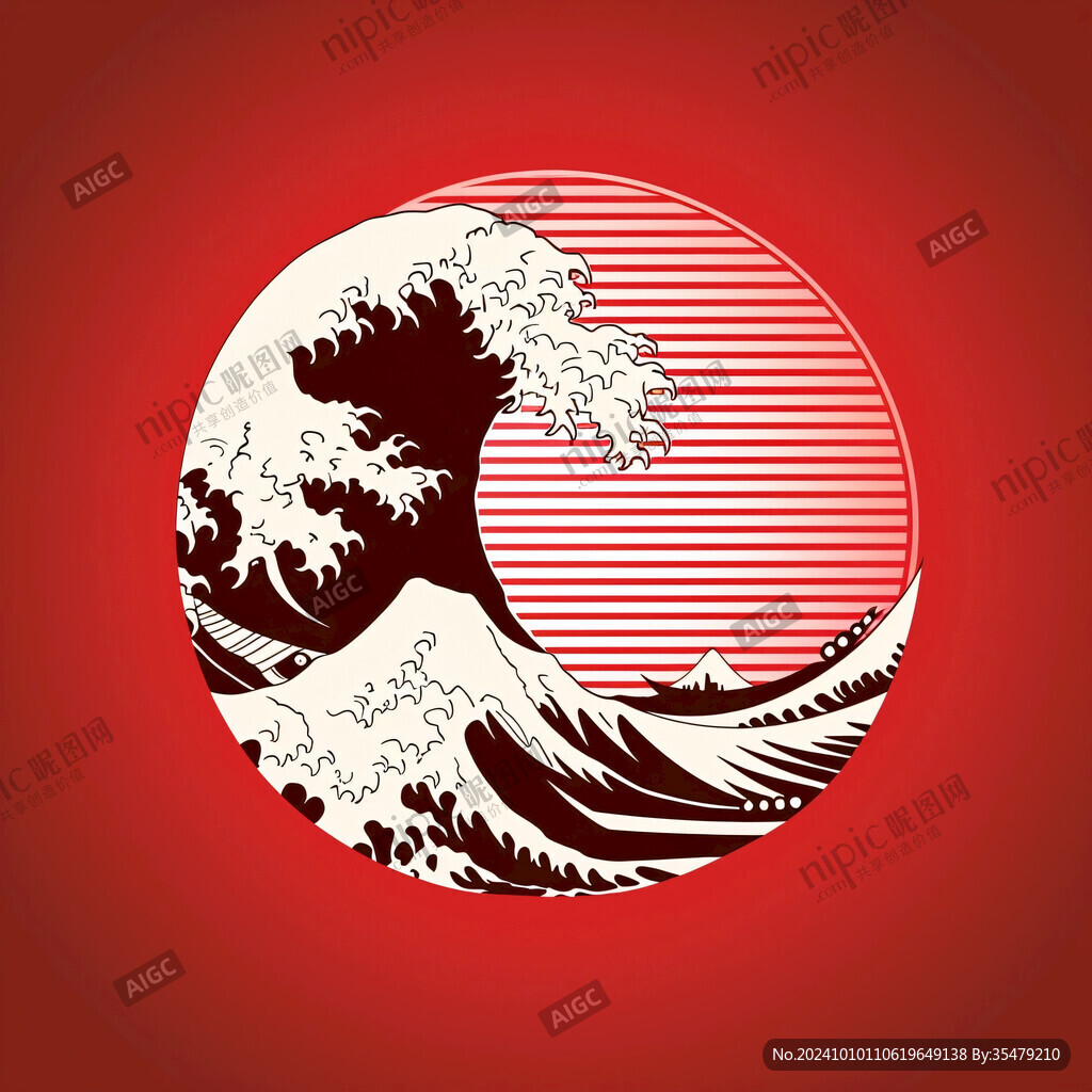 中国风圆形海浪