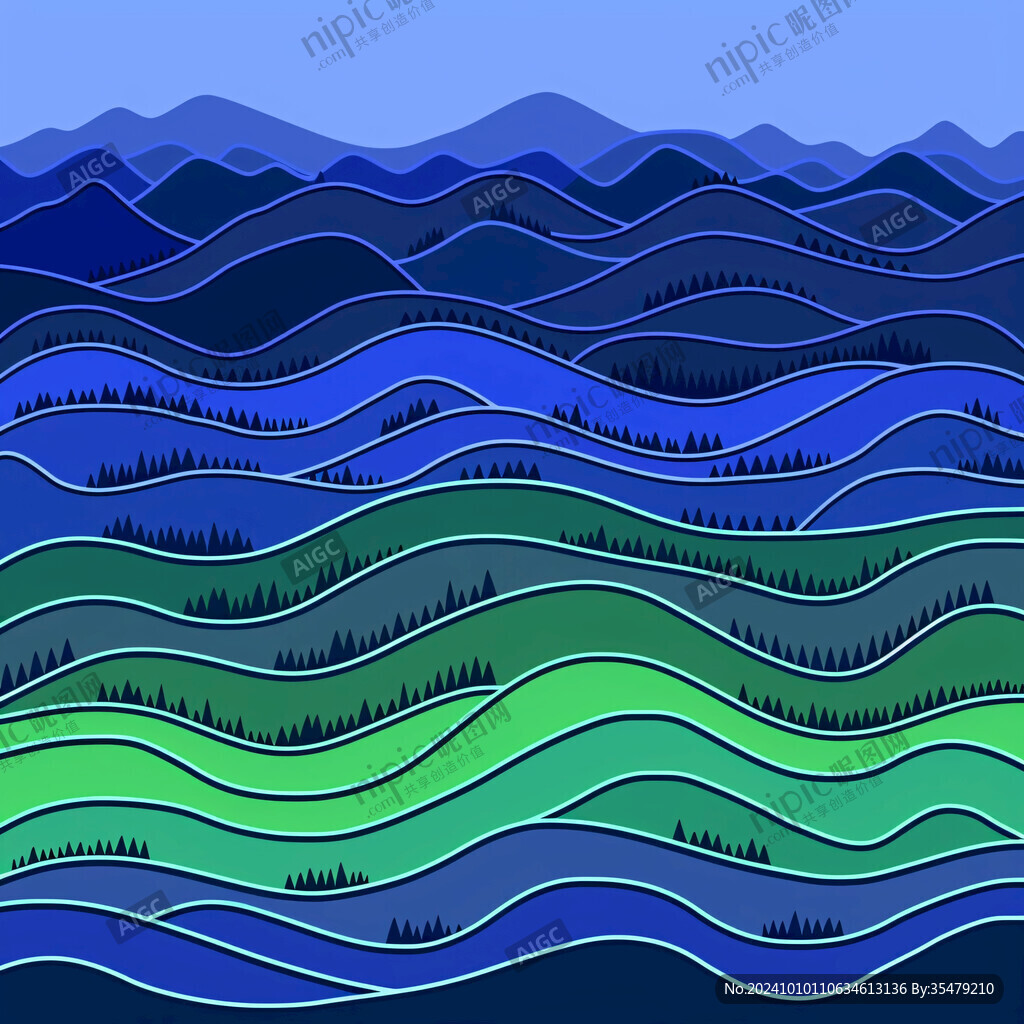 水波纹山景水景