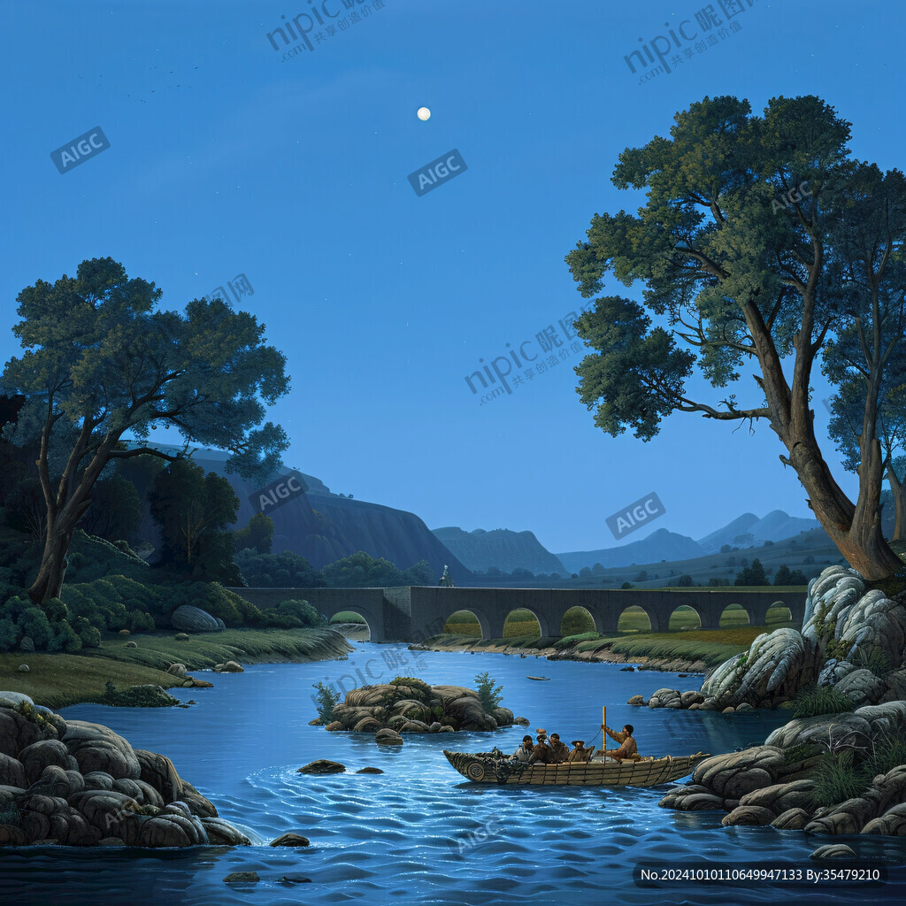 小桥流水插画