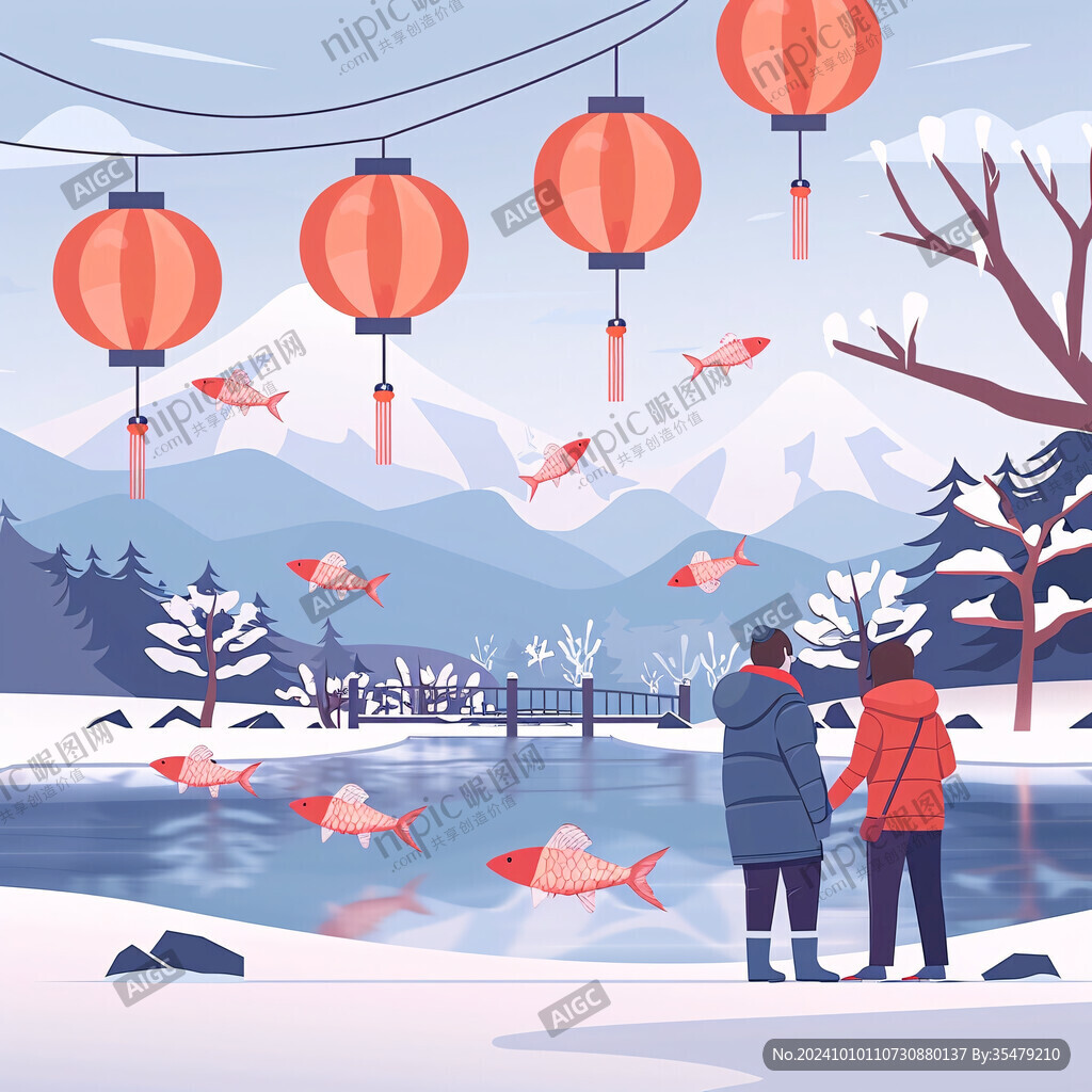 新年情侣插画