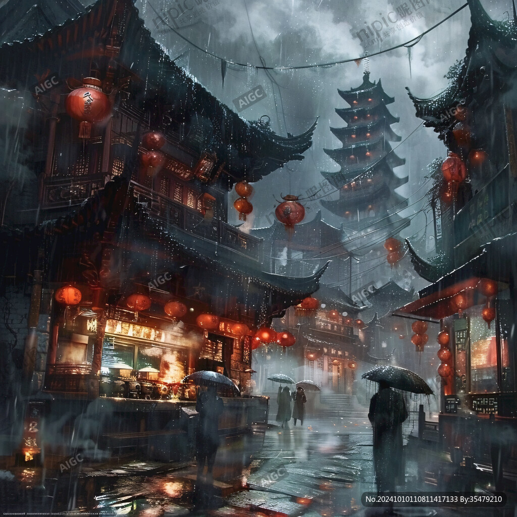 烟雨楼插画