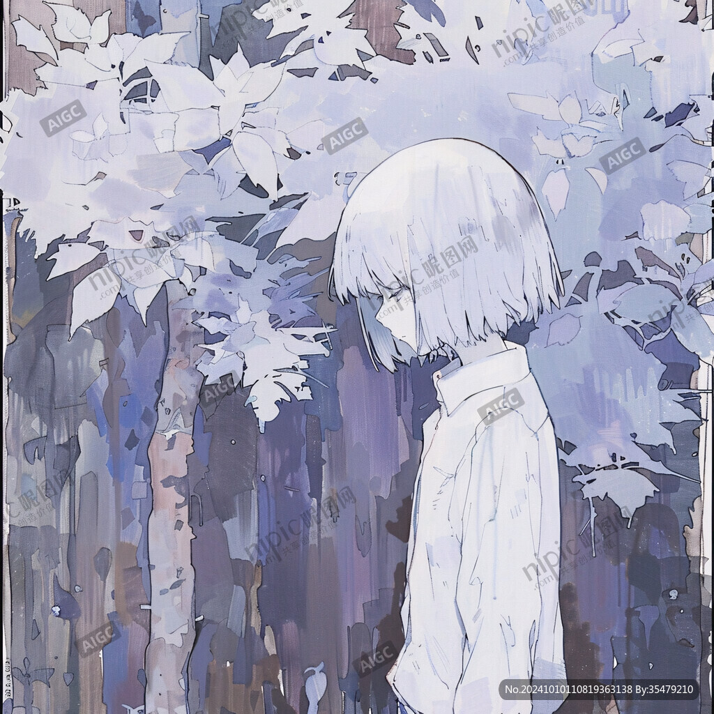 场景插画植物少女