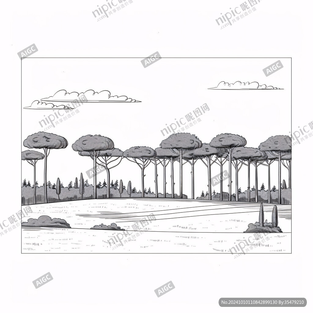 阿拉善旅游线描插画