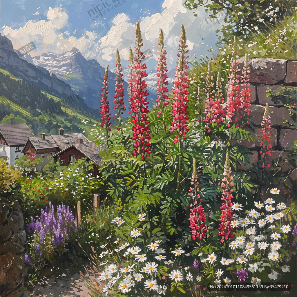 瑞士彩绘手绘装饰画
