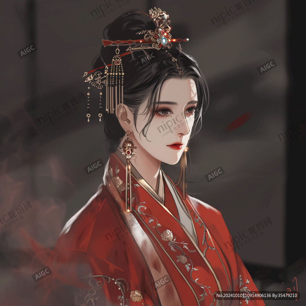 红衣少女设计古风