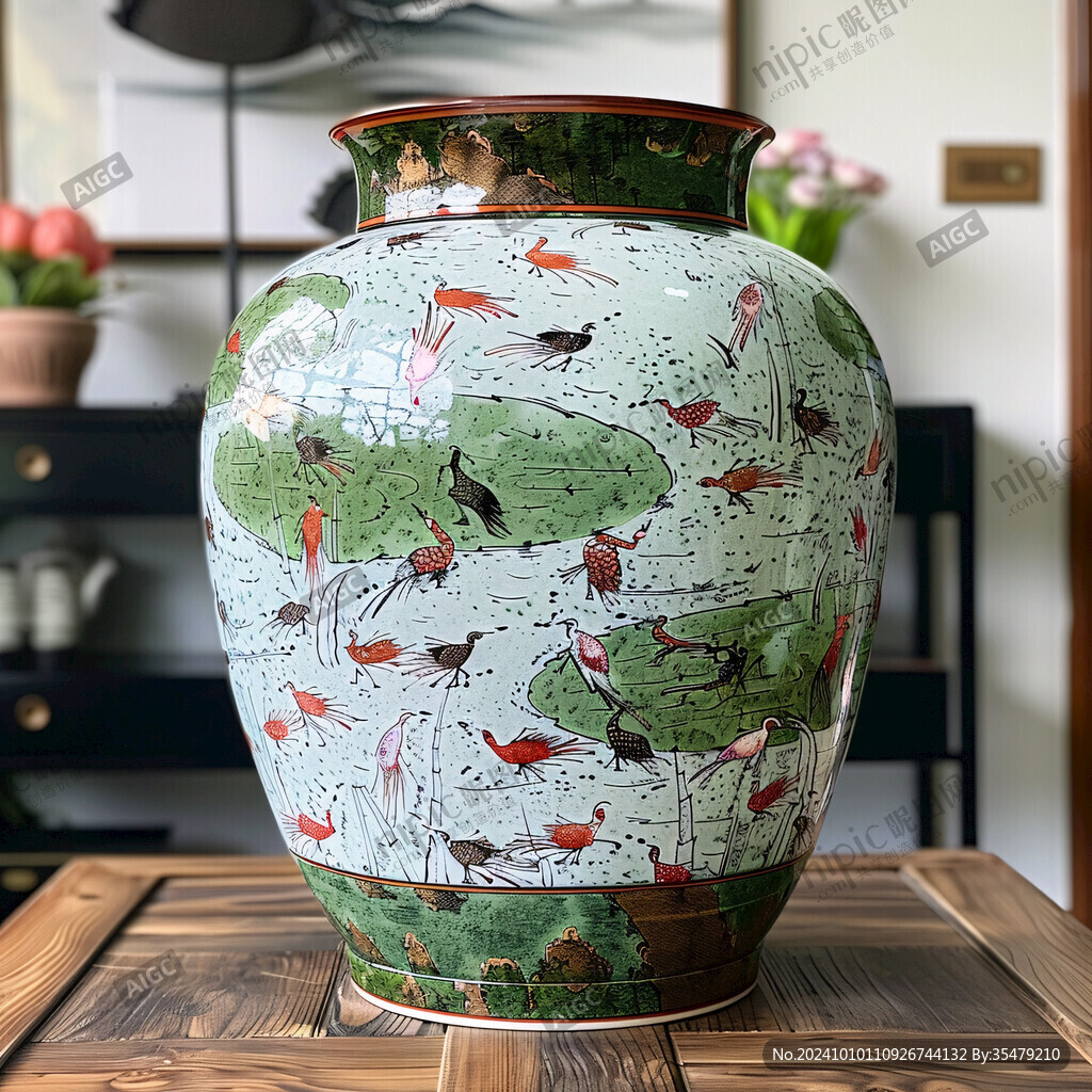 荷塘秋色花瓶