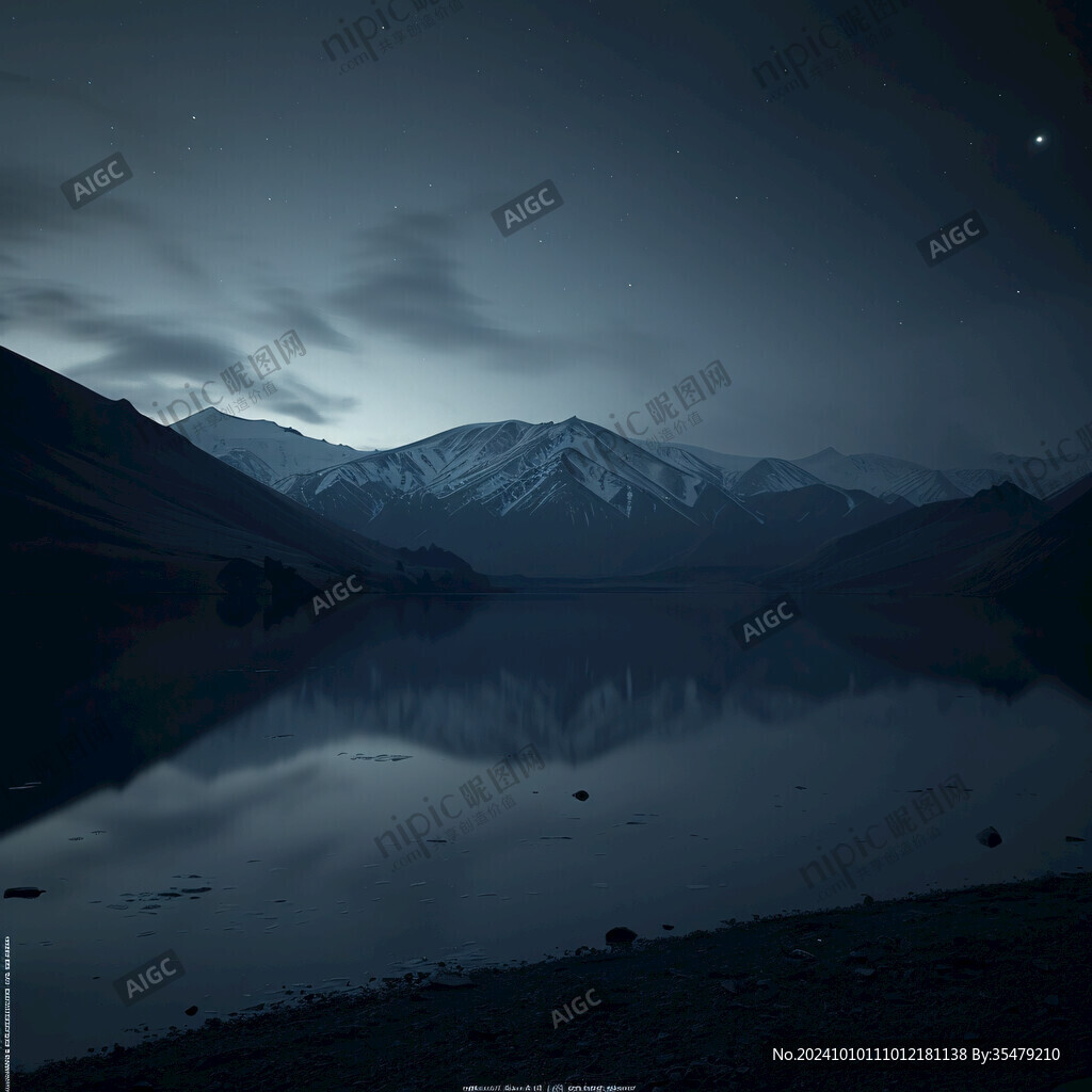 蓝调山水风景