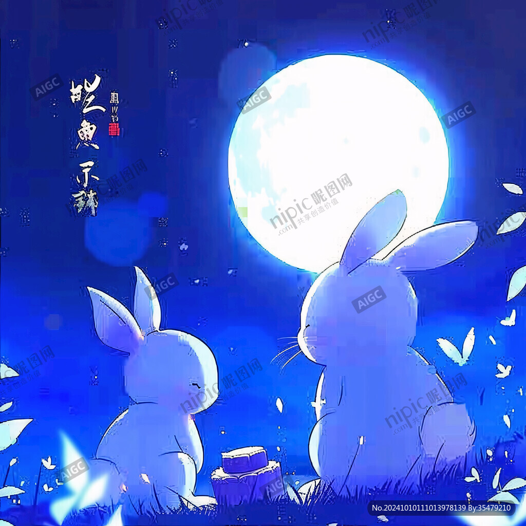 兔子月亮素材