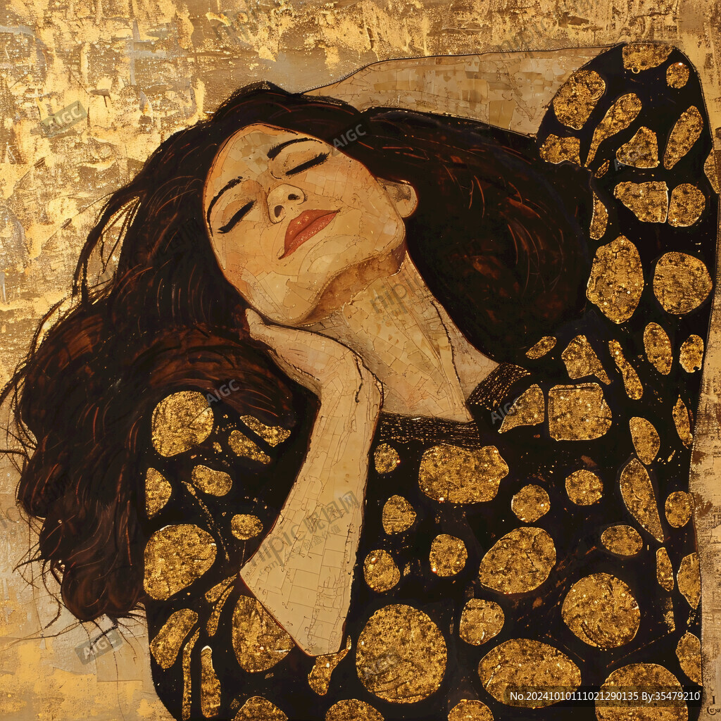 东方睡眠女子插画