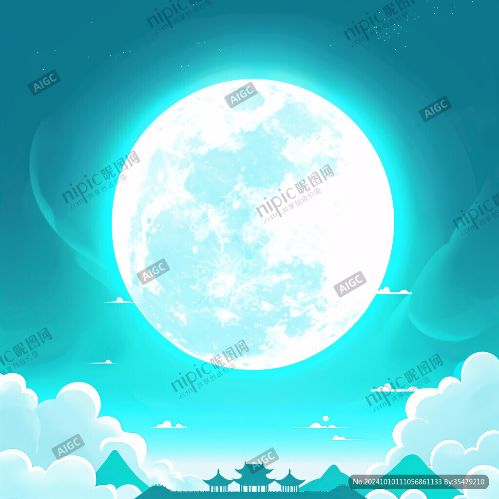 皓月雄风景观插画
