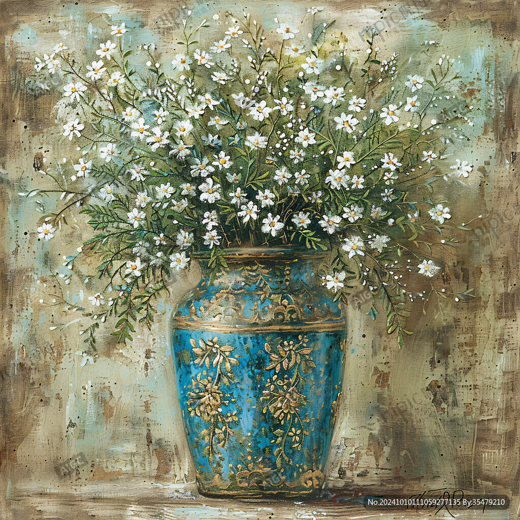 花瓶装饰花艺油画