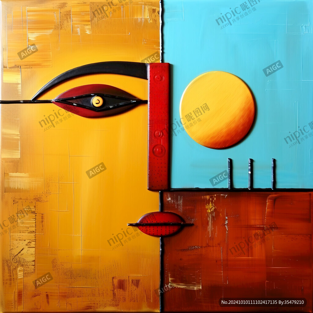 人脸色块拼接装饰画