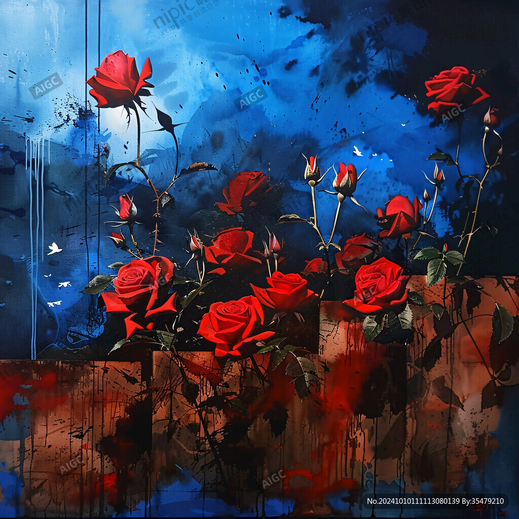 玫瑰花壁画