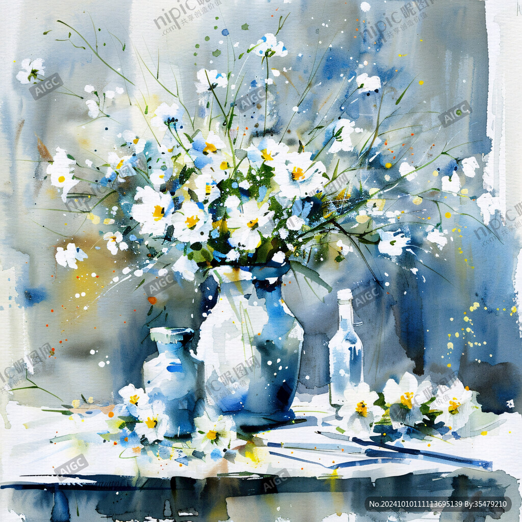 花瓶装饰花艺油画