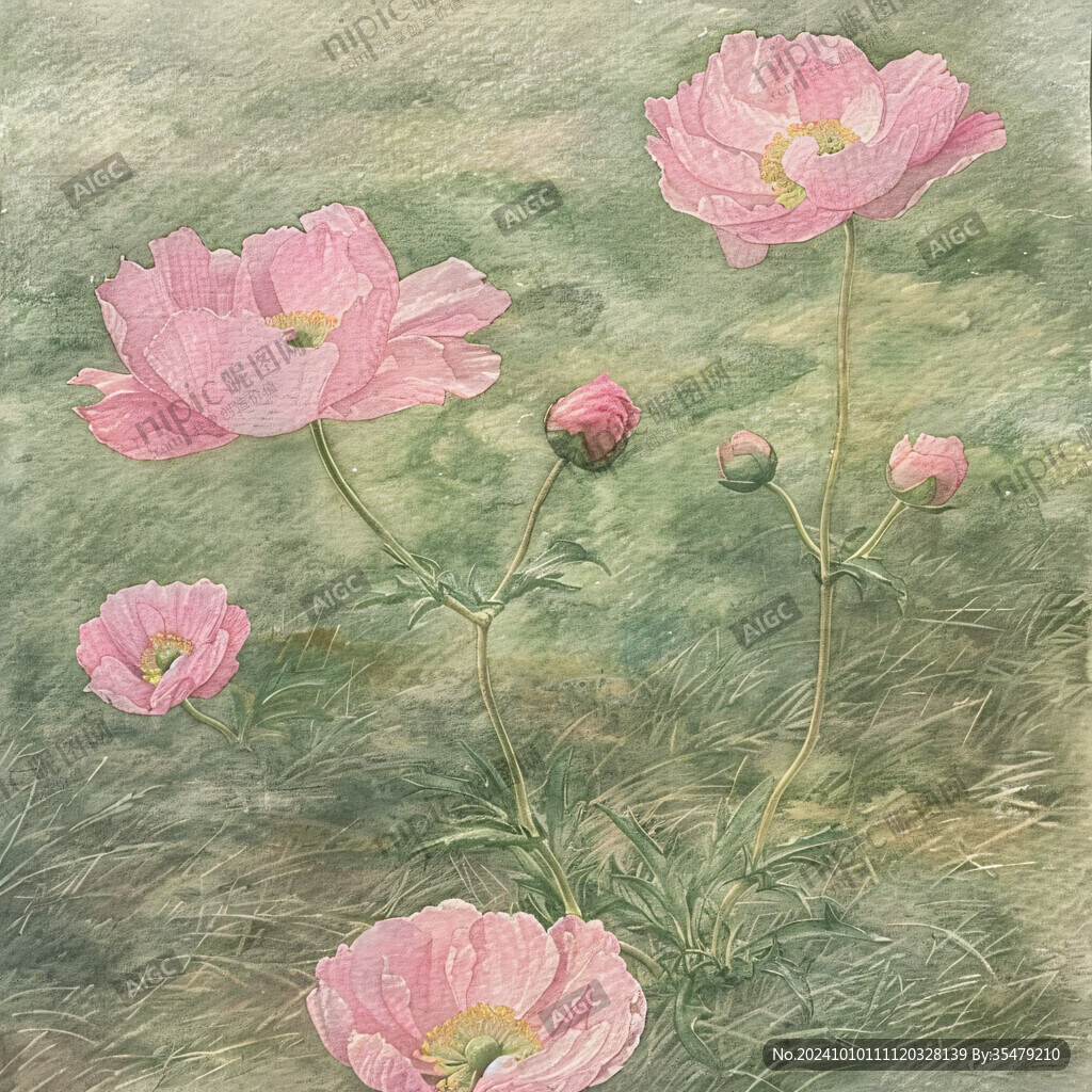 水彩格桑花装饰画