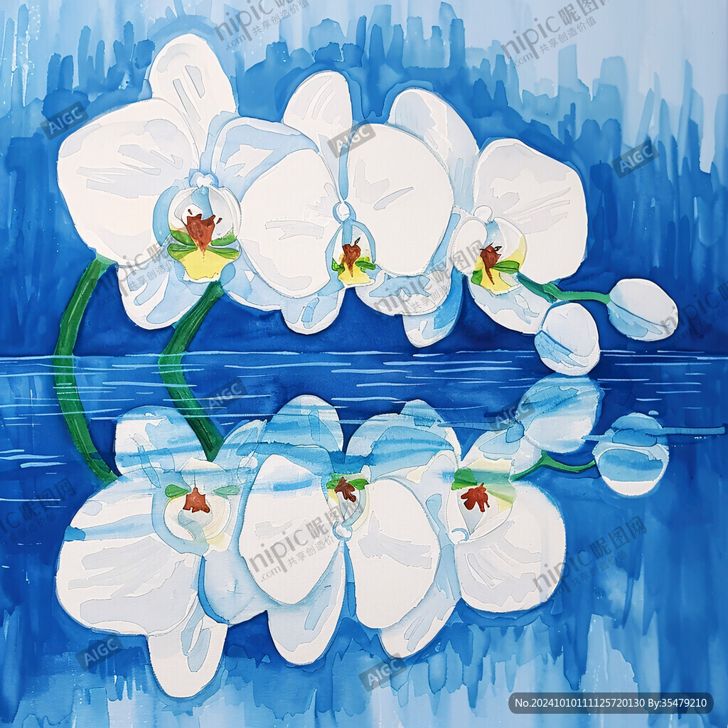 白兰花绘画