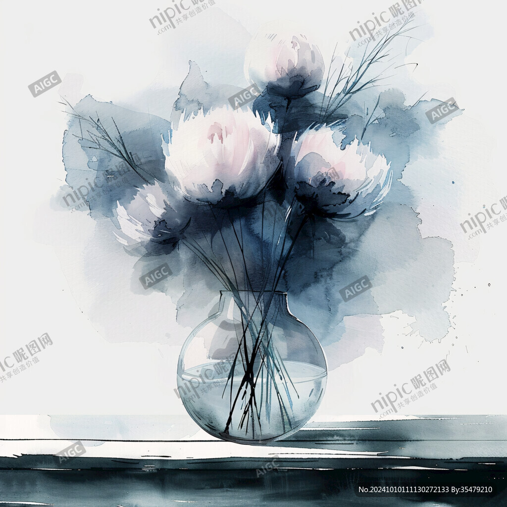 花卉插花装饰画花瓶