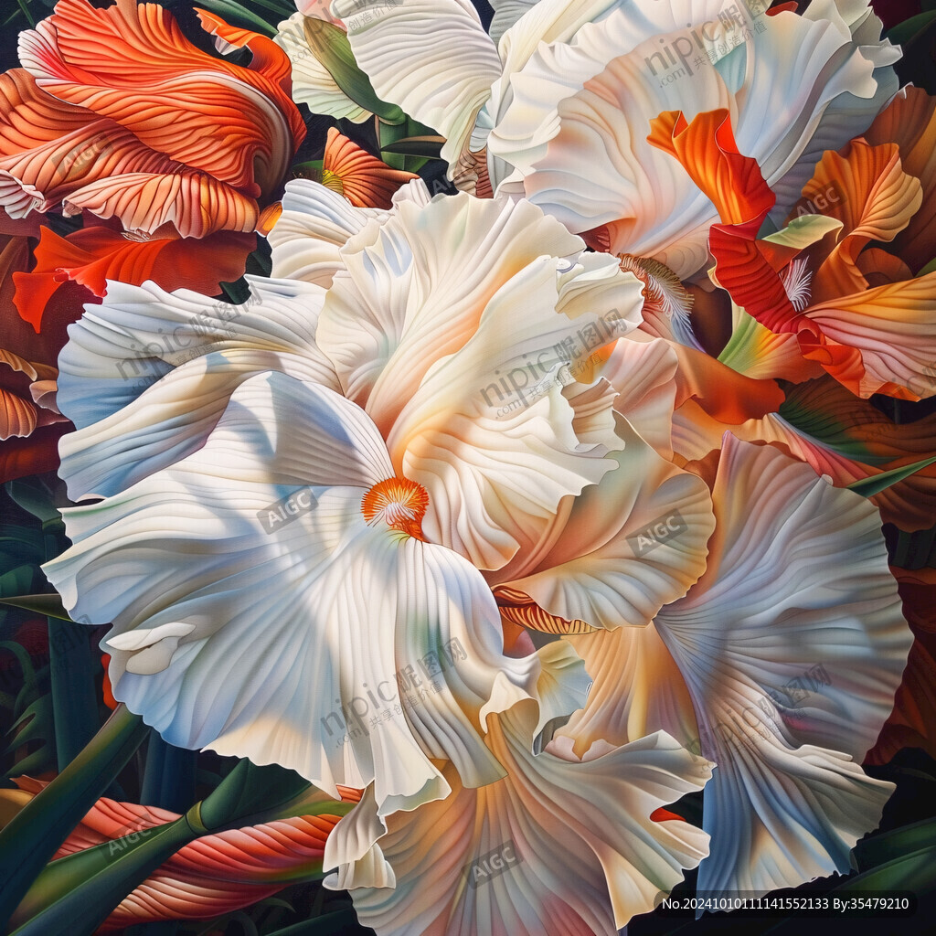 3d浮雕缤纷花卉