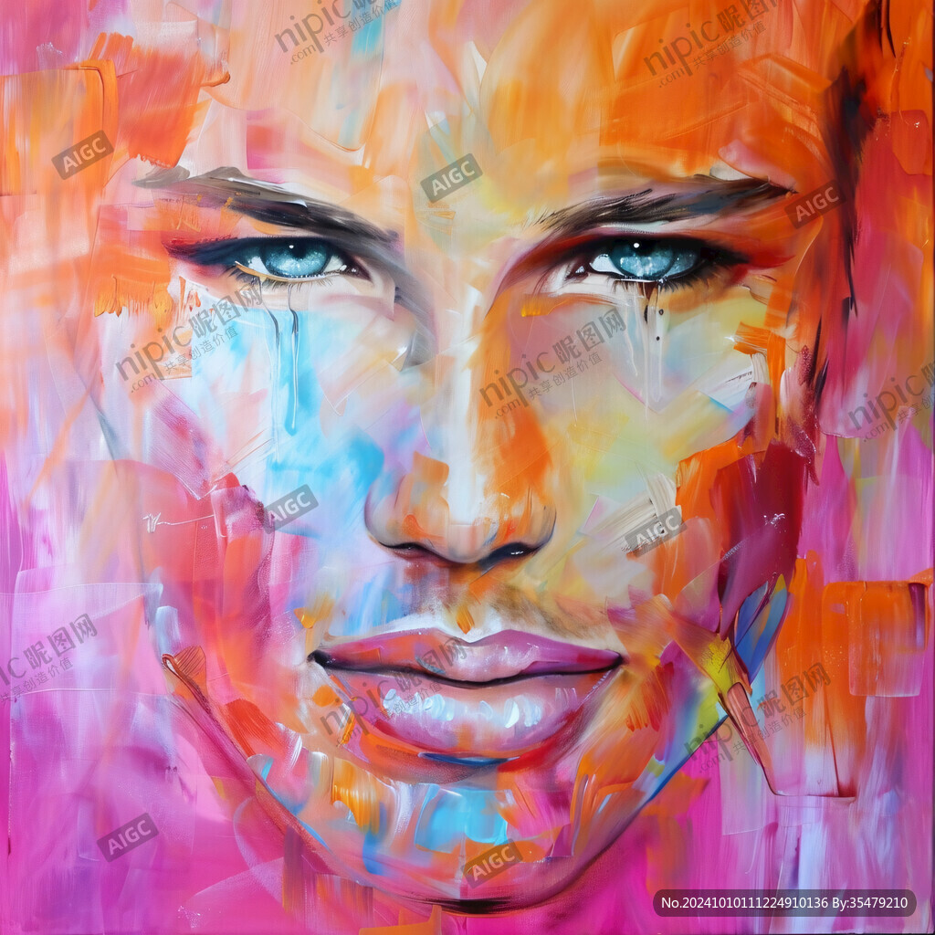 人脸色块拼接装饰画