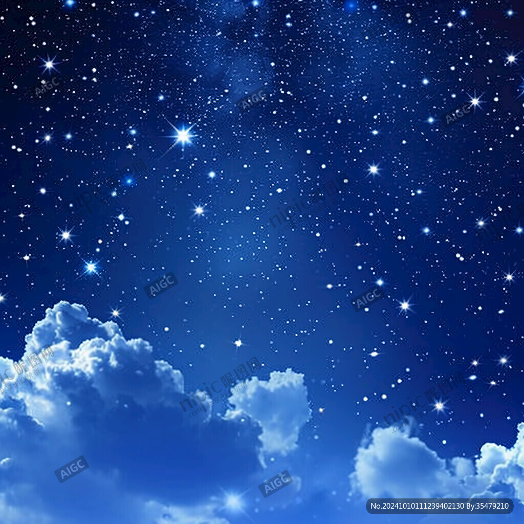 夜晚云彩星星