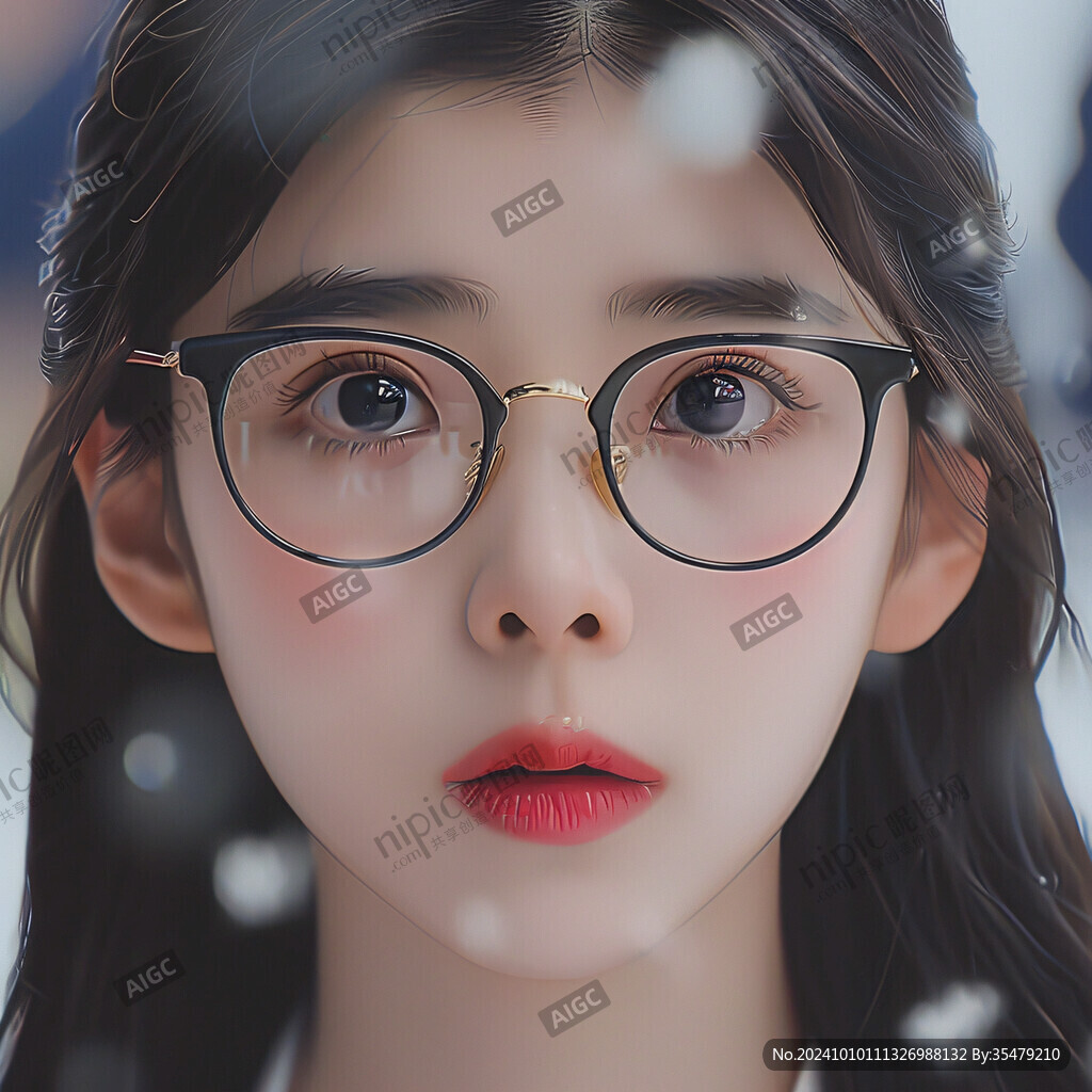 眼镜女孩插画