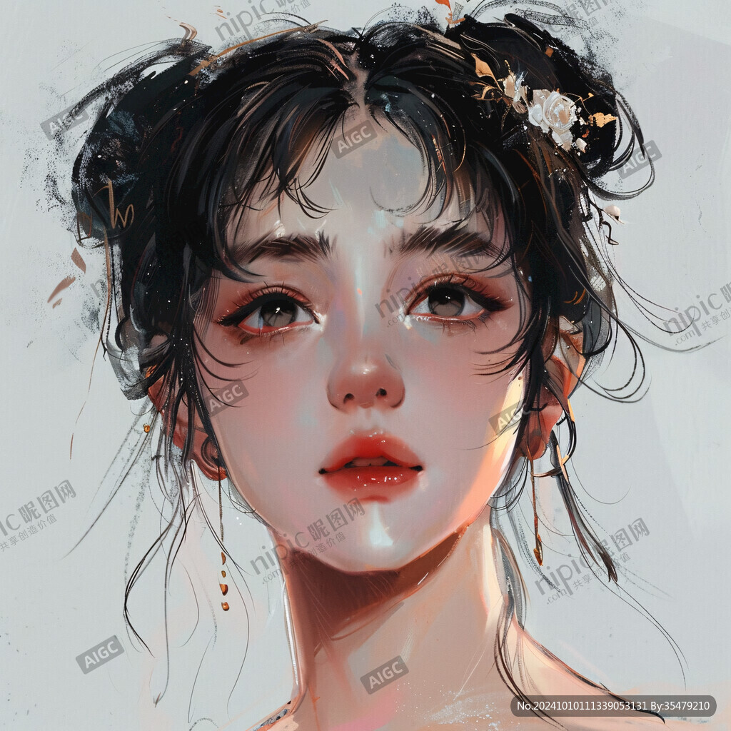 AI创作图厚涂头像 数字美女插画 板绘少女插画 写实人物插画 高级感女插画 美女插画画 板绘人像 日韩厚涂 插画半身像 人物半身插画 潮流插画 ...