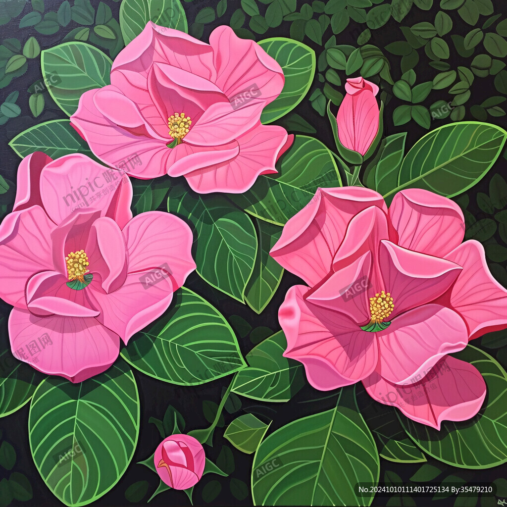 山茶花插画
