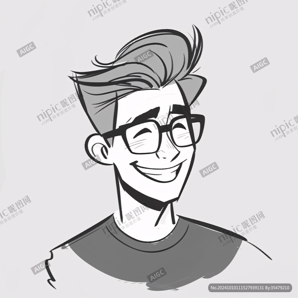 眼镜男子线条图