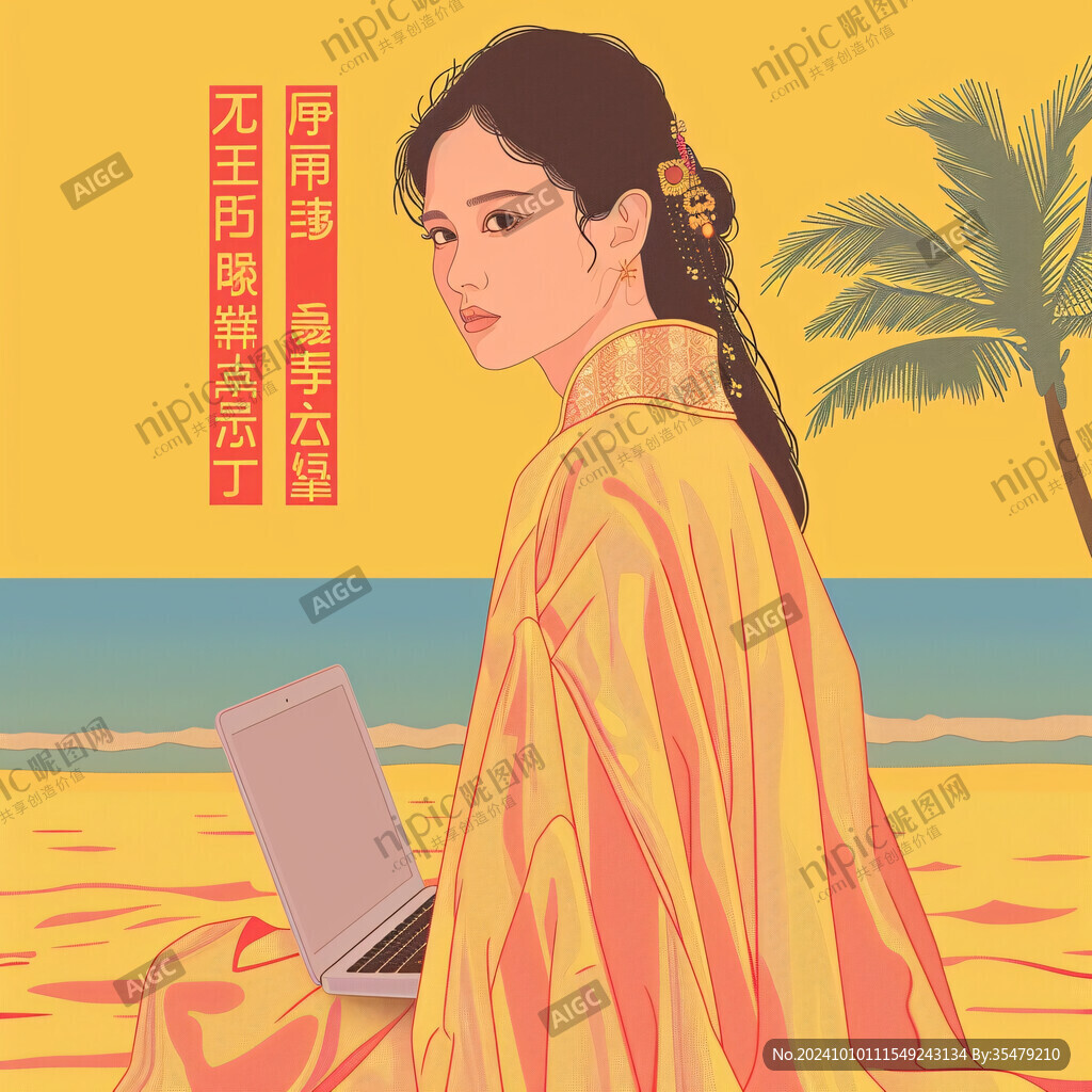 女性国潮插画