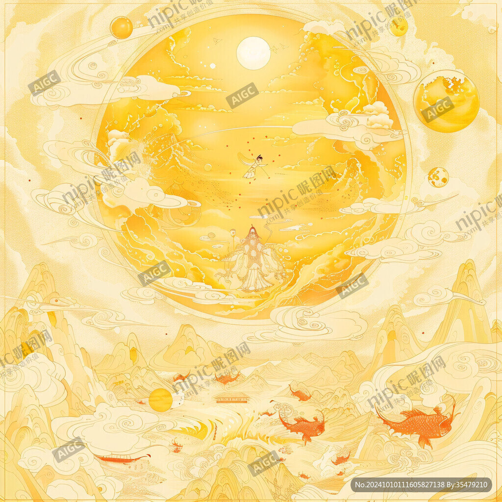 锦鲤月饼插画
