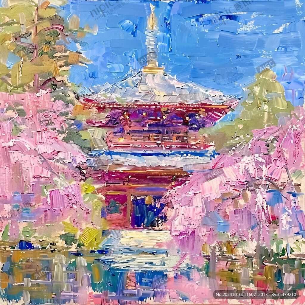 亭子油画