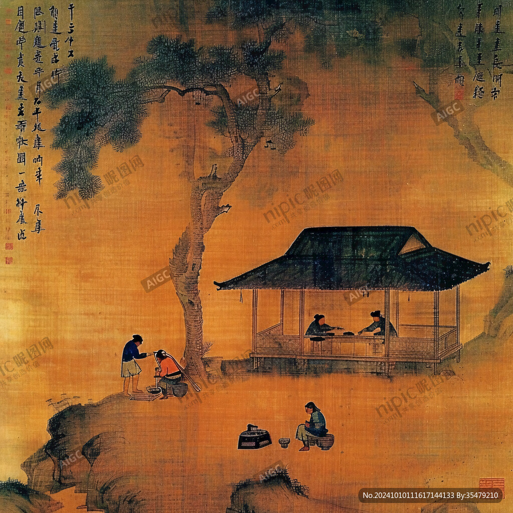竹亭对弈图