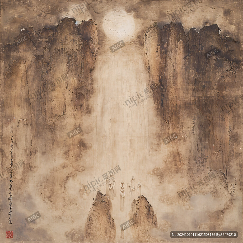 禅境山峰群山国画油画
