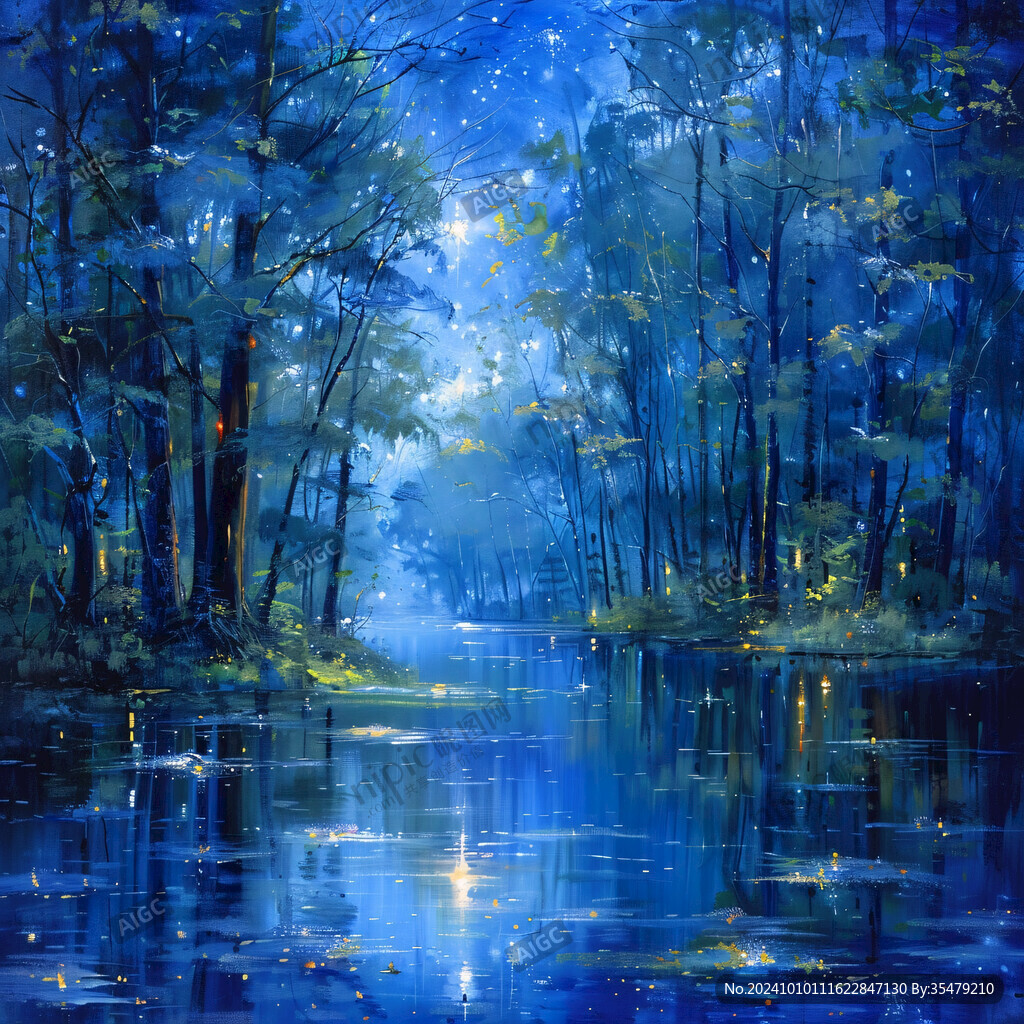 湖畔湖泊梦幻森林