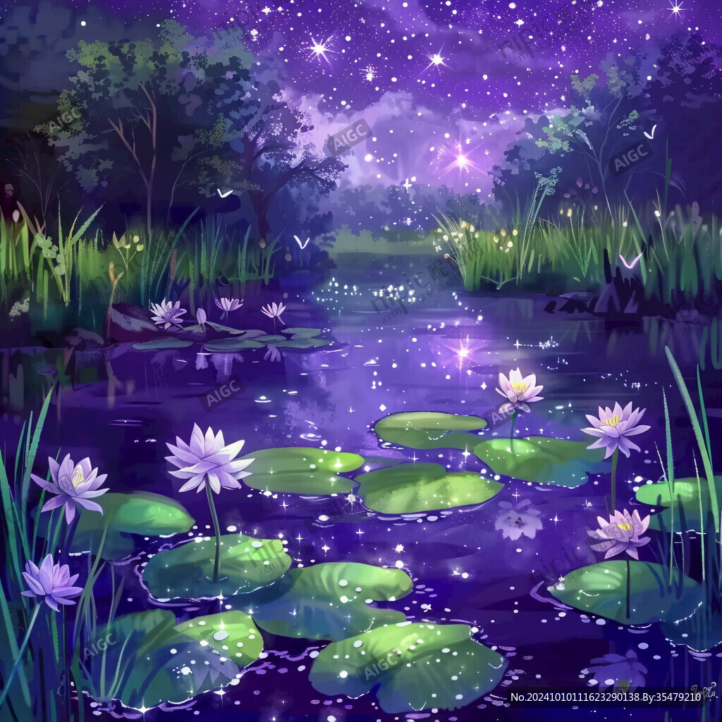 手绘紫色梦幻场景