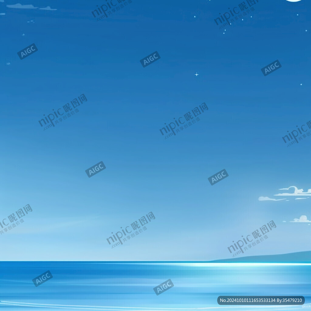 插画蓝天大海
