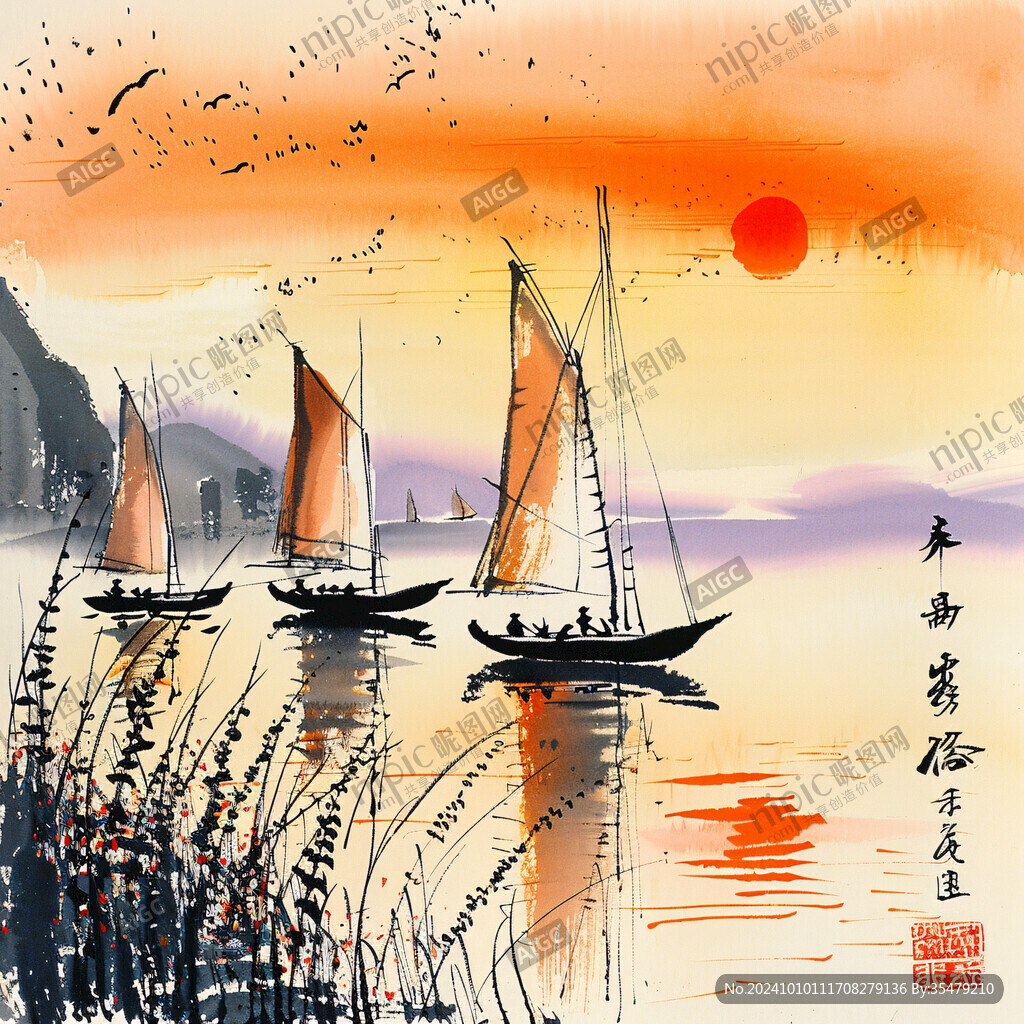 一帆风顺风景画