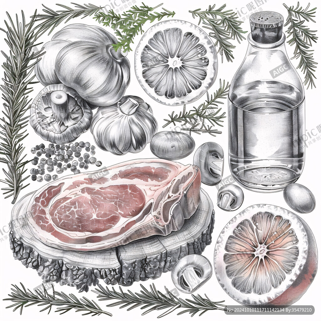 餐饮肉类插画